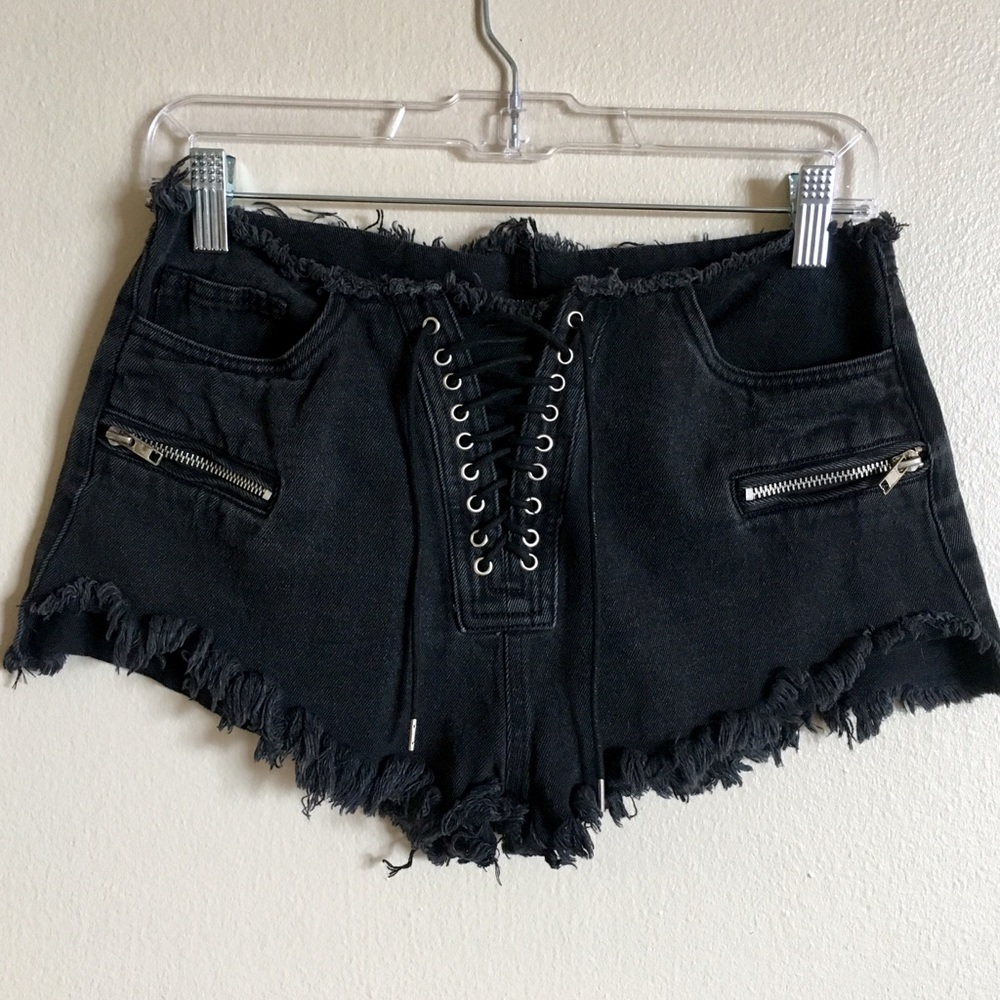 Lace-Up Daisy Duke Denim Shorts